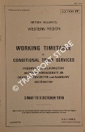 Working Timetable of Conditional Train Services - Section PF - Paddington to Lavington and Wootton Bassett Jn; Didcot, Worcester and Banbury, 3 May to 3 October 1976 by British Railways Western Region